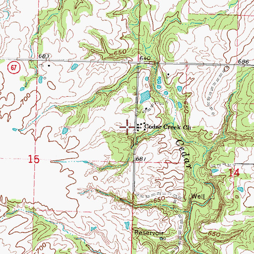 Topographic Map of Cedar Creek Church, OK