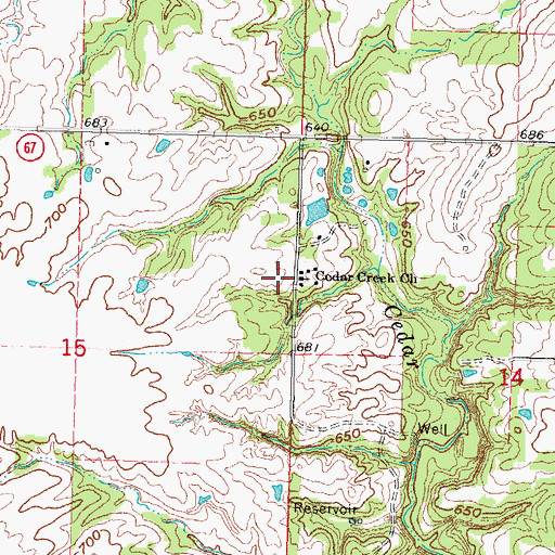 Topographic Map of Cedar Creek Church, OK