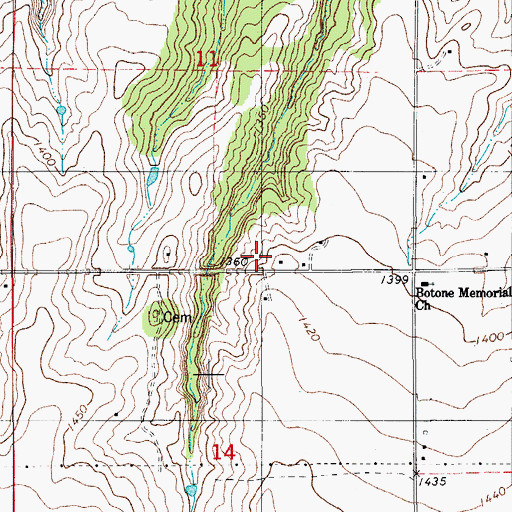 Topographic Map of Cedar Dale Indian Mission, OK