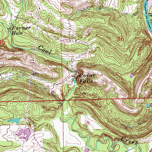 Topographic Map of Cedar Falls, OK