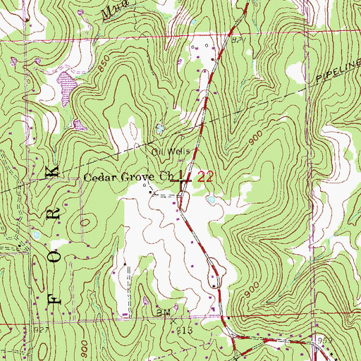 Topographic Map of Cedar Grove Church, OK