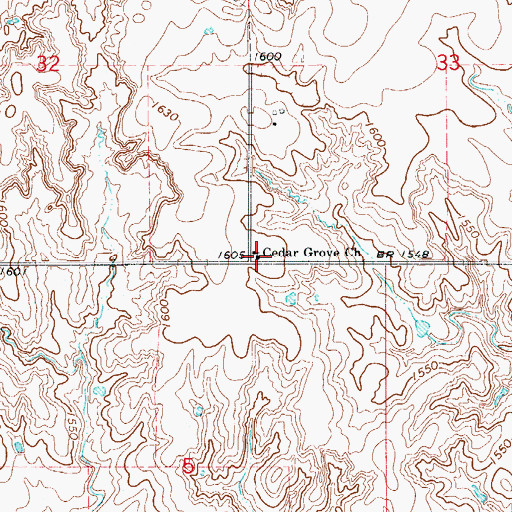 Topographic Map of Cedar Grove Church, OK
