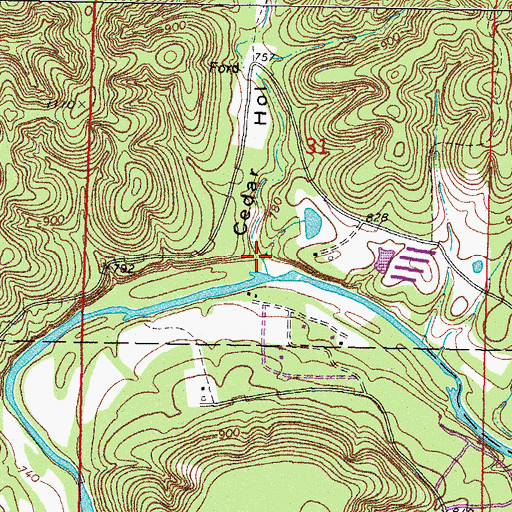 Topographic Map of Cedar Hollow, OK
