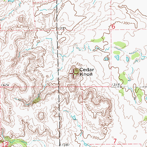 Topographic Map of Cedar Knoll, OK