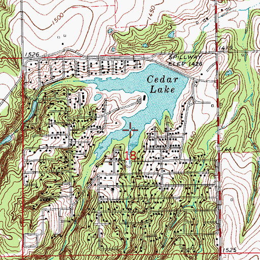 Topographic Map of Cedar Lake, OK