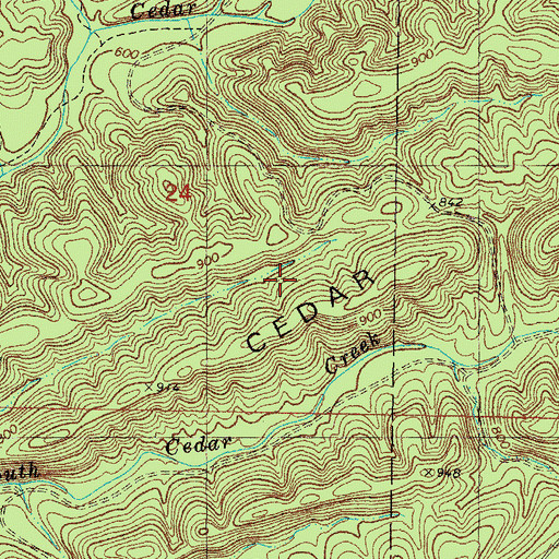 Topographic Map of Cedar Mountains, OK