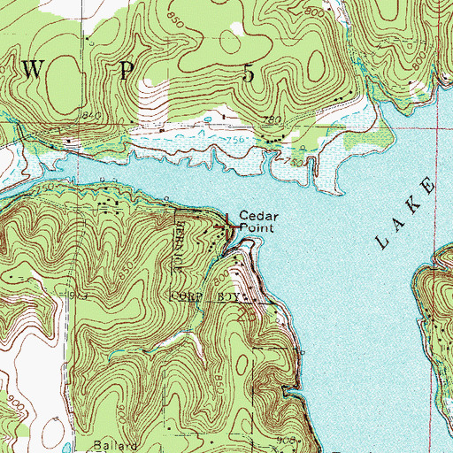 Topographic Map of Cedar Point, OK