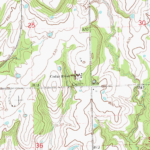 Topographic Map of Cedar River Church, OK