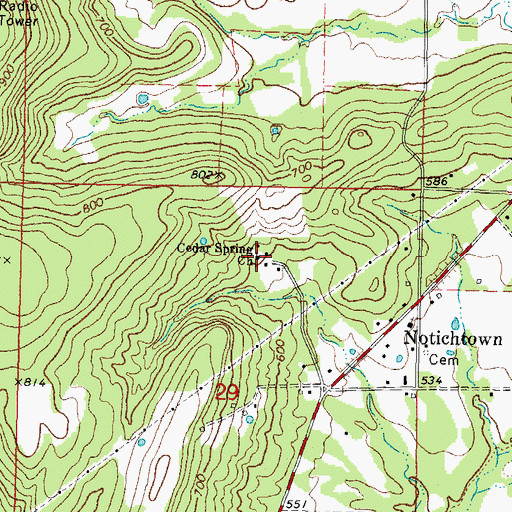 Topographic Map of Cedar Spring Church, OK