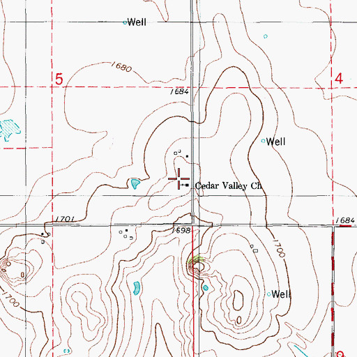 Topographic Map of Cedar Valley Church, OK