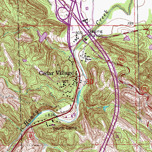 Topographic Map of Cedar Village, OK