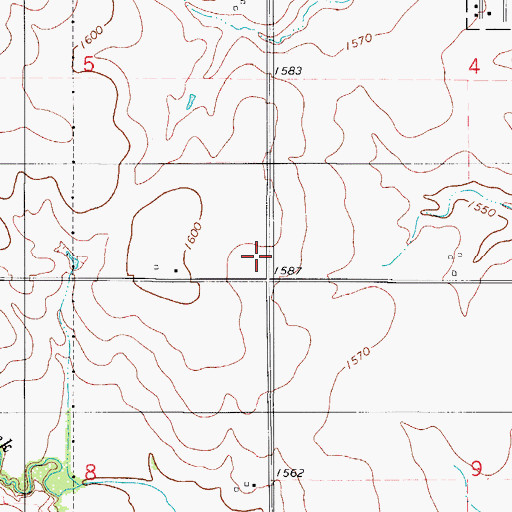 Topographic Map of Center Point School, OK