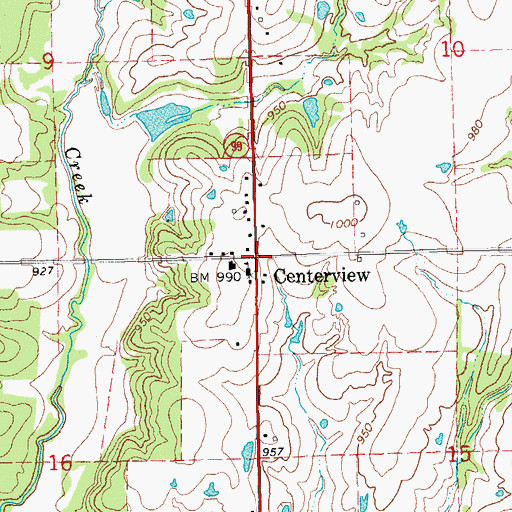 Topographic Map of Centerview, OK