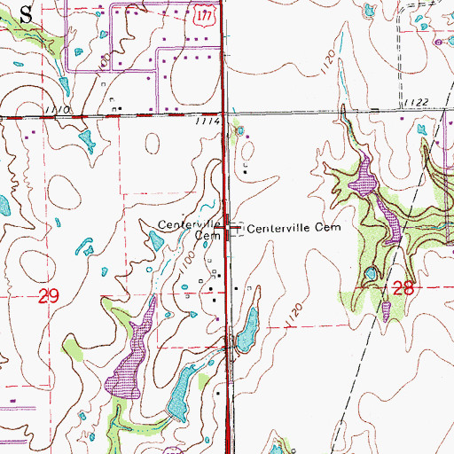 Topographic Map of Centerville Cemetery, OK