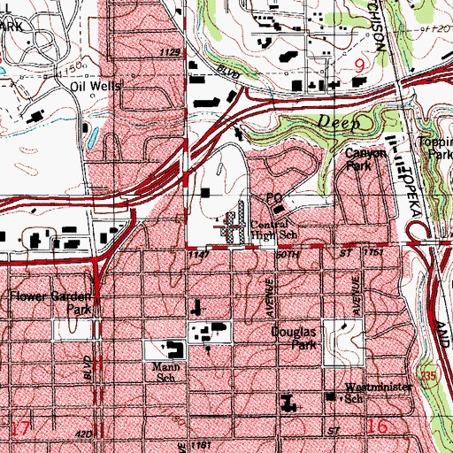 Topographic Map of Bishop McGuinness Catholic High School, OK