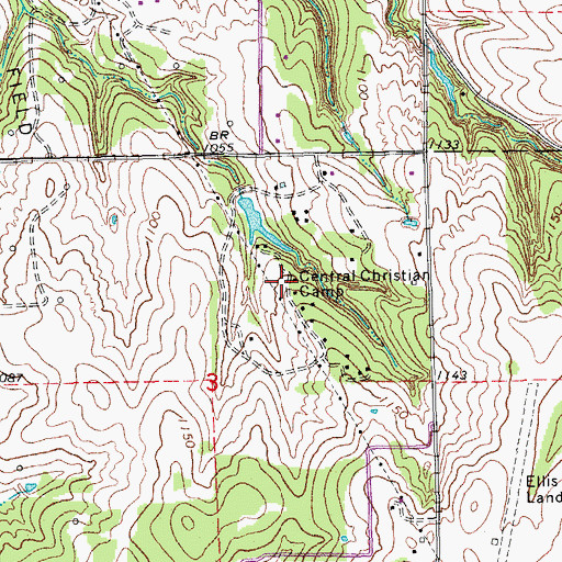 Topographic Map of Central Christian Camp, OK