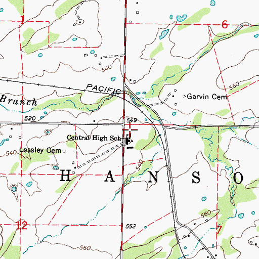 Topographic Map of Central High School, OK