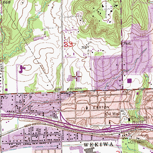 Topographic Map of Central High School, OK