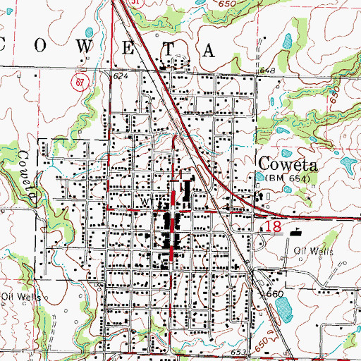 Topographic Map of Central Elementary School, OK