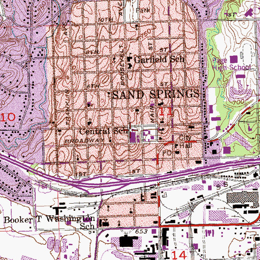 Topographic Map of Central Elementary School, OK