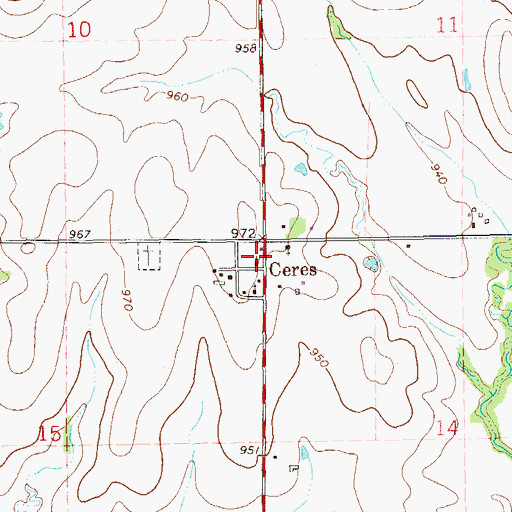 Topographic Map of Ceres, OK