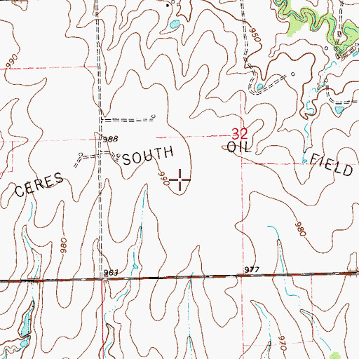 Topographic Map of Ceres South Oil Field, OK