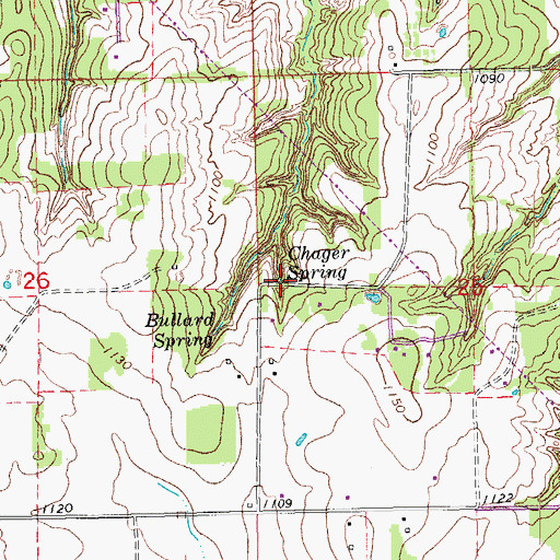 Topographic Map of Chager Spring, OK