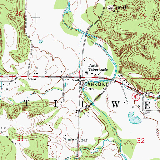 Topographic Map of Chalk Bluff Cemetery, OK