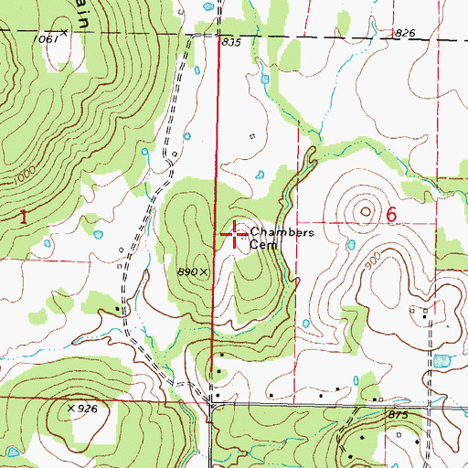 Topographic Map of Chambers Cemetery, OK