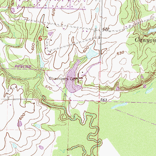Topographic Map of Chambers Cemetery, OK