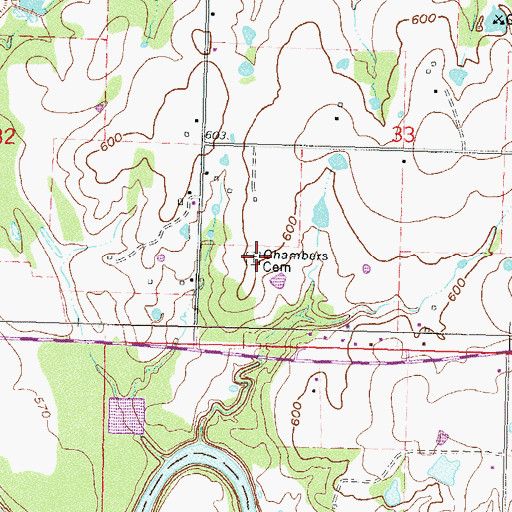Topographic Map of Chambers Cemetery, OK