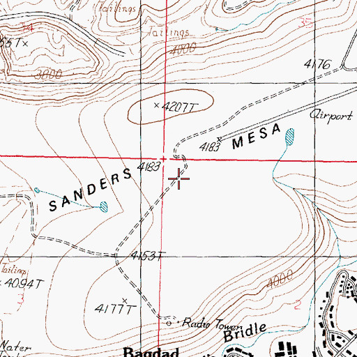 Topographic Map of Sanders Mesa, AZ