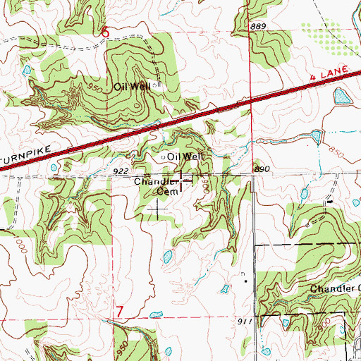 Topographic Map of Our Lady of Sorrows Catholic Cemetery, OK