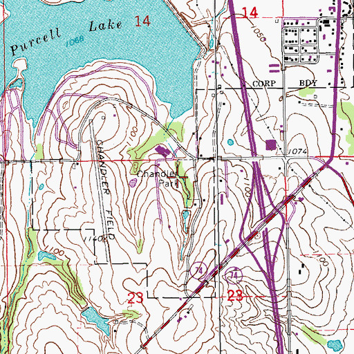Topographic Map of Chandler Park, OK