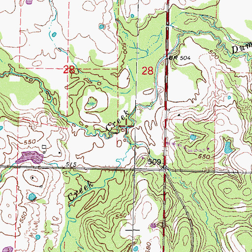 Topographic Map of Charlie Creek, OK