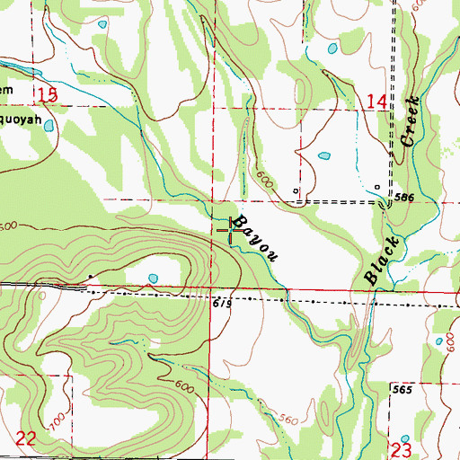 Topographic Map of Charlie Creek, OK