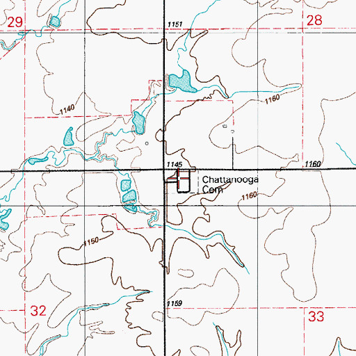 Topographic Map of Chattanooga Cemetery, OK