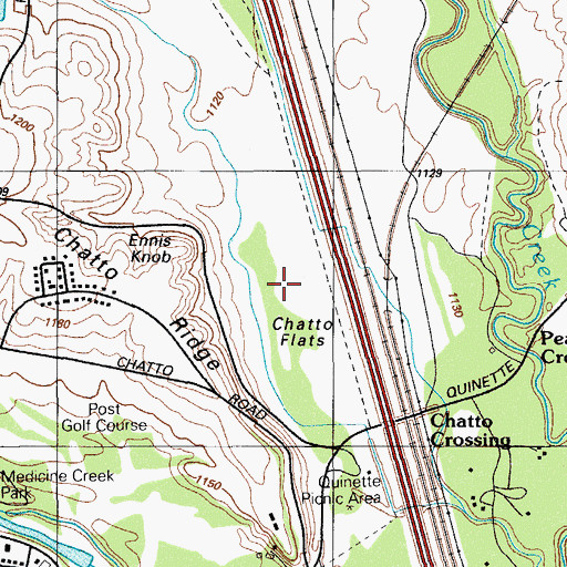 Topographic Map of Chatto Flats, OK