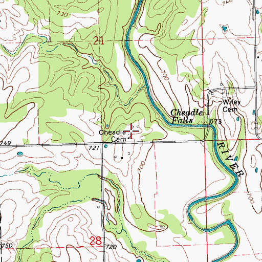Topographic Map of Cheadle Cemetery, OK