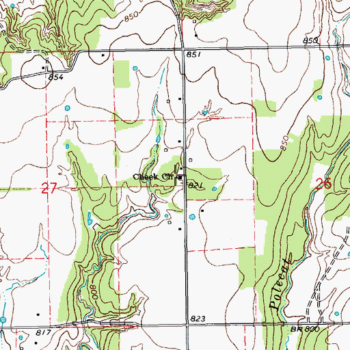 Topographic Map of Cheek Church, OK