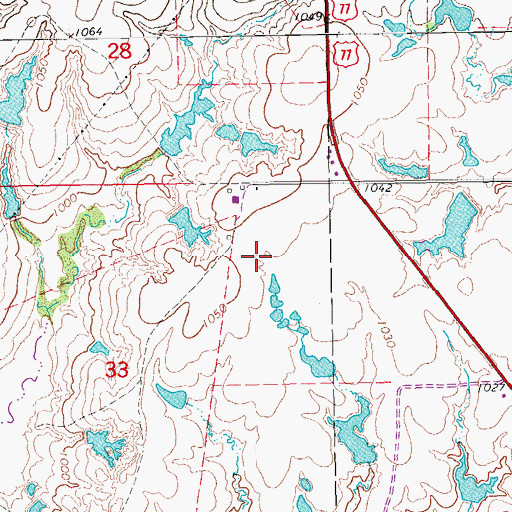 Topographic Map of Cheek Creek, OK