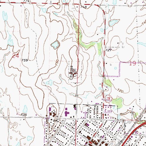 Topographic Map of Chelsea Cemetery, OK