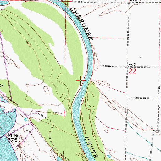 Topographic Map of Cherokee Chute, OK