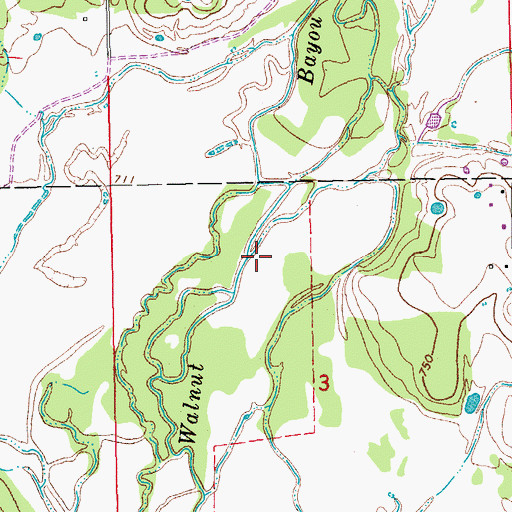 Topographic Map of Cherokee Creek, OK