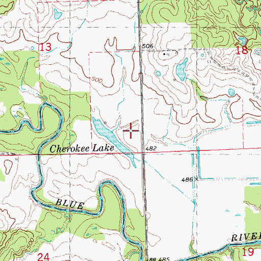 Topographic Map of Cherokee Lake, OK