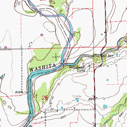 Topographic Map of Cherokee Sandy Creek, OK