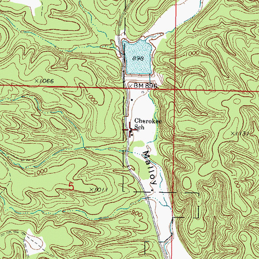 Topographic Map of Cherokee School, OK