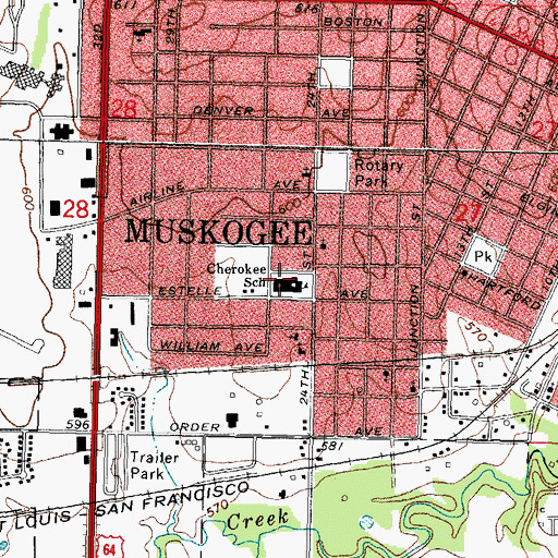 Topographic Map of Cherokee Elementary School, OK