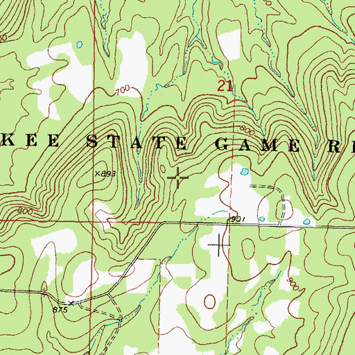 Topographic Map of Cherokee State Game Refuge, OK