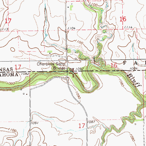 Topographic Map of Cherokee Strip Bridge, OK